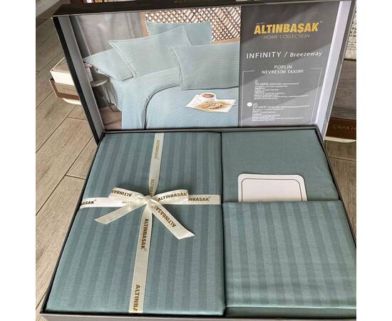 Постельное белье Altinbasak поплин 200х220 breezeway, Размер: двуспальный евро 200х220, Основной цвет: бирюзовый, изображение 3