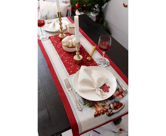 Дорожка 35х100 гобеленовая Різдвяне багаття Прованс (036899), Тип: дорожки (раннеры), Цвет: красный, Форма скатерти: прямоугольная, Размер: 35x100, изображение 2