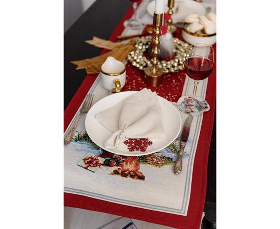 Дорожка 35х100 гобеленовая Різдвяне багаття Прованс (036899), Тип: дорожки (раннеры), Цвет: красный, Форма скатерти: прямоугольная, Размер: 35x100, изображение 4