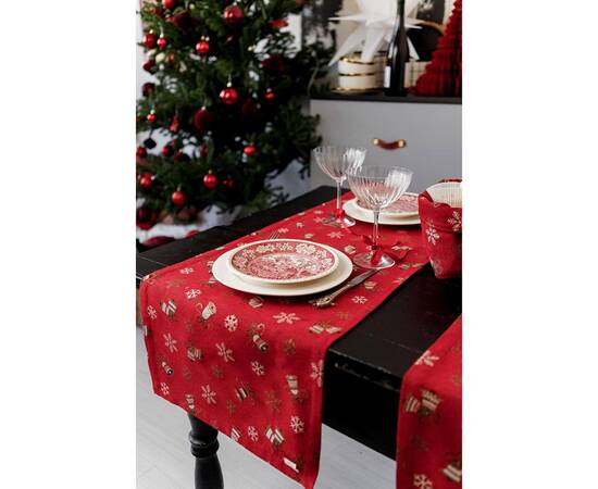 Дорожка 40х140 Дзвіночки на червоному Прованс (036822), Тип: дорожки (раннеры), Цвет: красный, Форма скатерти: прямоугольная, Размер: 40x140, изображение 2