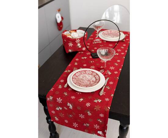 Дорожка 40х140 Дзвіночки на червоному Прованс (036822), Тип: дорожки (раннеры), Цвет: красный, Форма скатерти: прямоугольная, Размер: 40x140, изображение 4