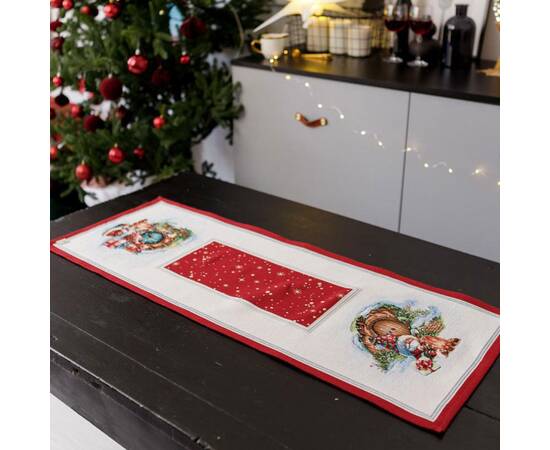 Дорожка 40х140 гобеленовая Різдвяне багаття Прованс (036425), Тип: дорожки (раннеры), Цвет: красный, Форма скатерти: прямоугольная, Размер: 40x140, изображение 3