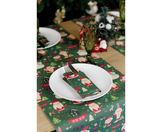 Дорожка 40x140 Санта на зеленому Прованс (035779), Тип: дорожки (раннеры), Цвет: зеленый, Форма скатерти: прямоугольная, Размер: 40x140, изображение 3