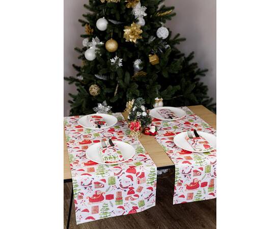 Дорожка 40x140 Санта на білому Прованс (035777), Тип: дорожки (раннеры), Цвет: красный, Форма скатерти: прямоугольная, Размер: 40x140, изображение 3