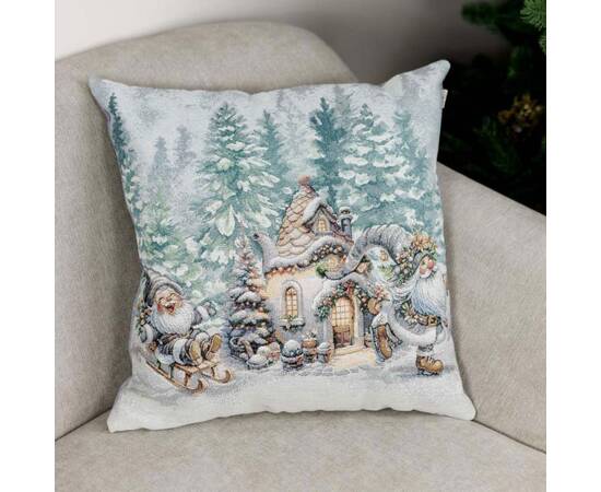 Наволочка 45х45 гобеленовая Казкові гноми-1 (Салазки) Прованс (038481), Цвет: бирюзовый, Тип: наволочки, Размер: 45x45, изображение 4