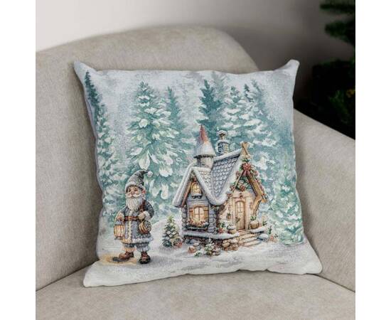Наволочка 45х45 гобеленова Казкові гноми-2 (Будиночок) Прованс (038483), Колір: коричневий, Тип: наволочки, Розмір: 45x45, зображення 4