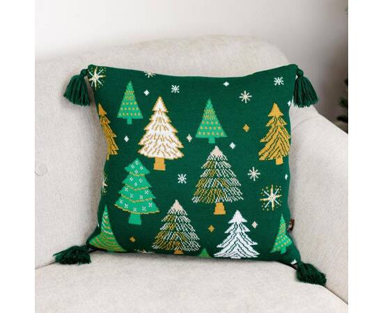 Наволочка 45х45 вязаная Ялиночка зелена Прованс (037493), Цвет: зеленый, Тип: наволочки, Размер: 45x45, изображение 2