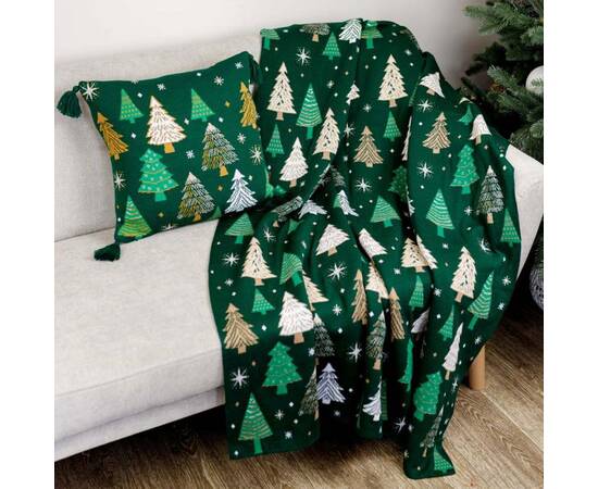 Наволочка 45х45 вязаная Ялиночка зелена Прованс (037493), Цвет: зеленый, Тип: наволочки, Размер: 45x45, изображение 3