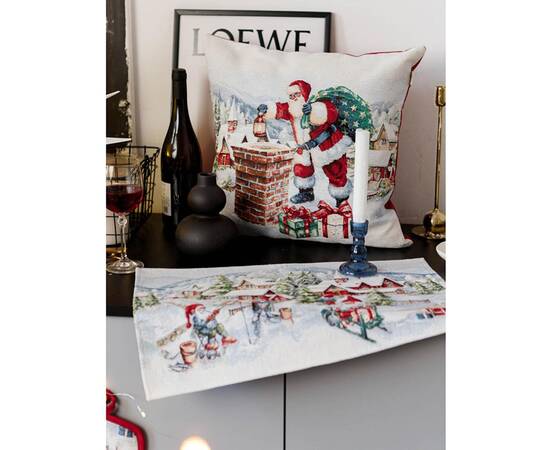 Наволочка декоративная 45х45 гобеленовая с велюром Снігова зима Санта Прованс (037193), Цвет: красный, Тип: наволочки, Размер: 45x45, изображение 3