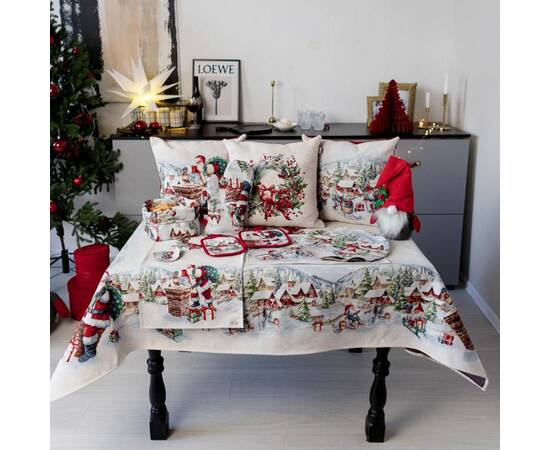 Наволочка декоративная 45х45 гобеленовая с велюром Снігова зима Санта Прованс (037193), Цвет: красный, Тип: наволочки, Размер: 45x45, изображение 4