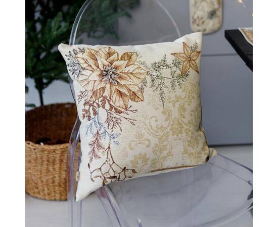 Наволочка декоративна 45х45 гобеленова Золоте свято Квітка Прованс (036962), Колір: бежевий, Тип: наволочки, Розмір: 45x45, зображення 4