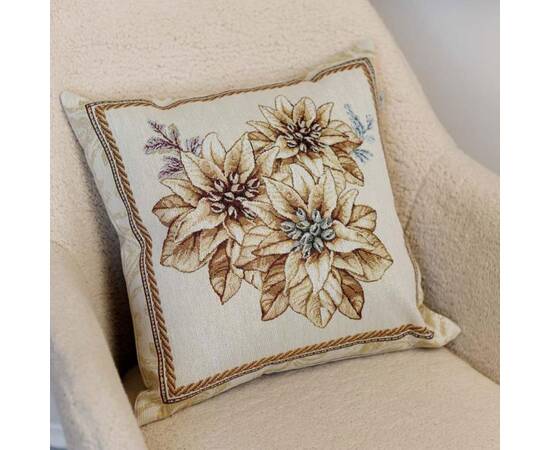 Наволочка декоративная 45х45 гобеленовая Золоте свято Три квітки Прованс (036960), Цвет: кремовый, Тип: наволочки, Размер: 45x45, изображение 4