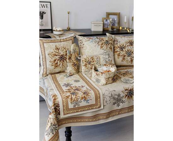 Подушка декоративная 45х45 гобеленовая Золоте свято Квітка Прованс (036968), Цвет: кремовый, Размер: 45x45, изображение 3