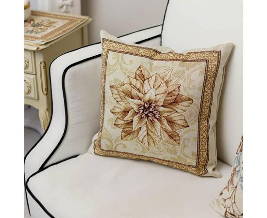 Подушка декоративная 45х45 гобеленовая Золоте свято Квітка в рамці Прованс (036964), Цвет: золотой, Размер: 45x45, изображение 4