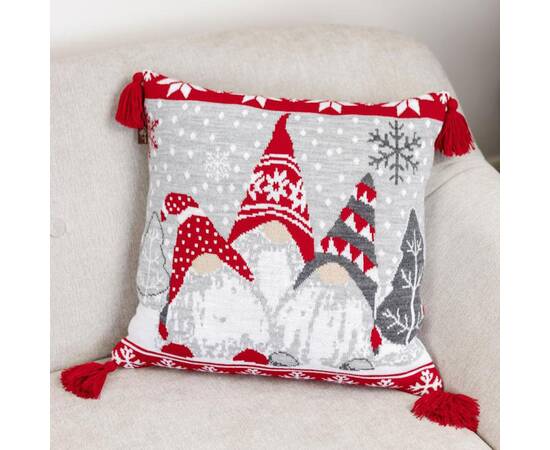 Подушка в'язана Веселі гноми сіра Прованс (037491), Колір: сірий, Розмір: 45x45, зображення 3