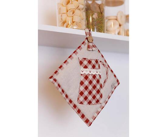 Прихватка 20х20 Глечик червона клітинка Прованс (039355), изображение 2