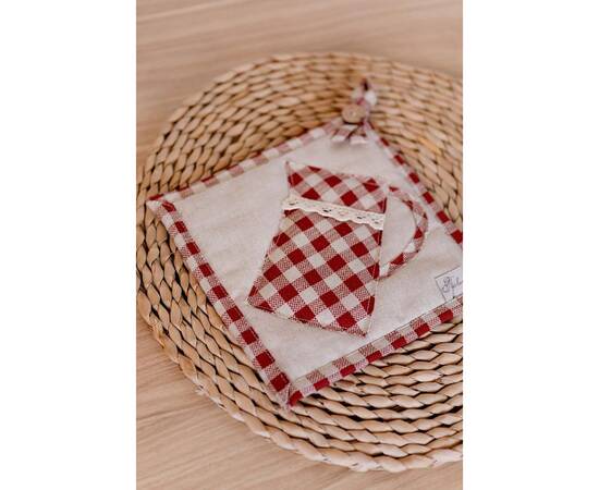 Прихватка 20х20 Глечик червона клітинка Прованс (039355), изображение 3