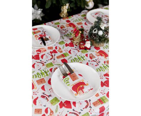 Салфетка 40х40 Санта на білому Прованс (035752), Тип: салфетки, Цвет: красный, Форма скатерти: квадратная, Размер: 40x40, изображение 4