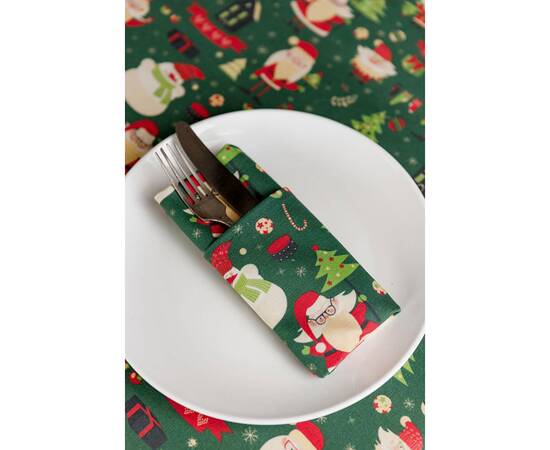 Салфетка 40х40 Санта на зеленому Прованс (035754), Тип: салфетки, Цвет: зеленый, Форма скатерти: квадратная, Размер: 40x40, изображение 3