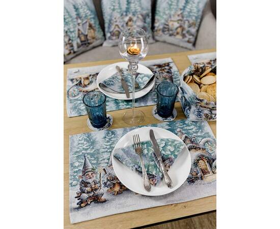 Салфетка гобеленовая Казкові гноми 30х50 Прованс (038427), Тип: салфетки, Цвет: бирюзовый, Форма скатерти: прямоугольная, Размер: 30x50, изображение 2