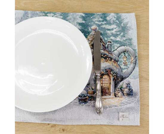 Салфетка гобеленовая Казкові гноми 30х50 Прованс (038427), Тип: салфетки, Цвет: бирюзовый, Форма скатерти: прямоугольная, Размер: 30x50, изображение 4