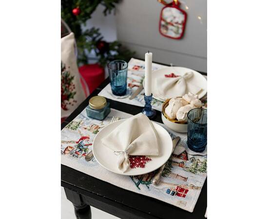 Салфетка гобеленовая с велюром Снігова зима 30х50 Прованс (036440), Тип: салфетки, Цвет: белый, Форма скатерти: прямоугольная, Размер: 30x50, изображение 3