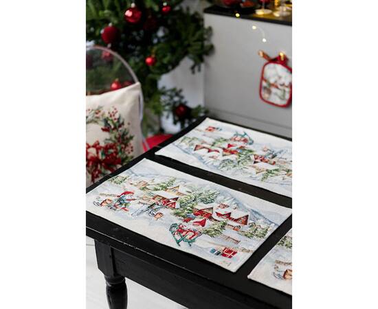 Салфетка гобеленовая с велюром Снігова зима 30х50 Прованс (036440), Тип: салфетки, Цвет: белый, Форма скатерти: прямоугольная, Размер: 30x50, изображение 4