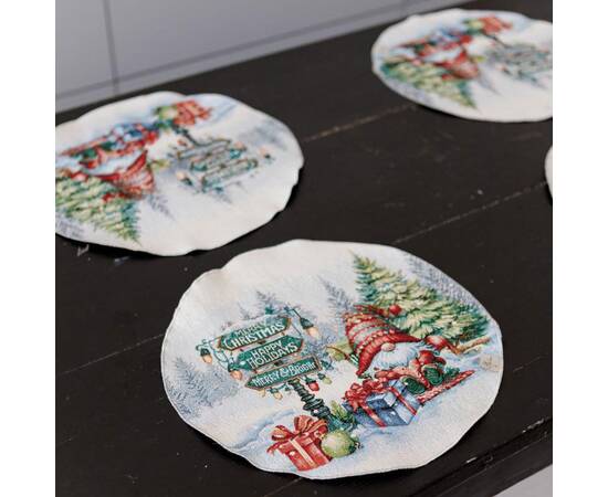Салфетка круглая D-35 гобеленовая Різдвяне багаття Прованс (036429), Тип: салфетки, Цвет: белый, Форма скатерти: круглая, Размер: Ø35, изображение 2