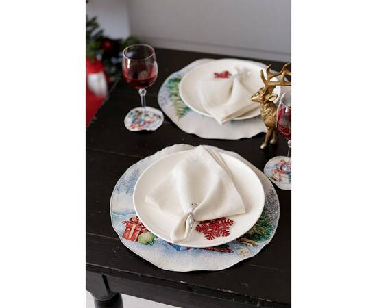 Салфетка круглая D-35 гобеленовая Різдвяне багаття Прованс (036429), Тип: салфетки, Цвет: белый, Форма скатерти: круглая, Размер: Ø35, изображение 4