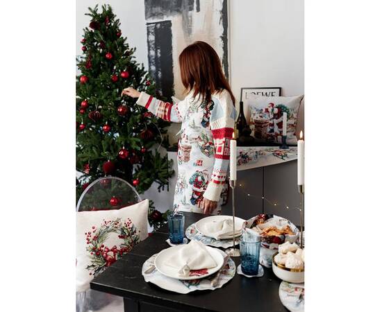 Салфетка круглая D-35 гобеленовая с велюром Снігова зима Прованс (036442), Тип: салфетки, Цвет: белый, Форма скатерти: круглая, Размер: Ø35, изображение 3