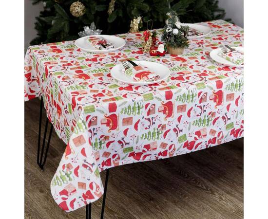 Скатерть 120х140 Санта на білому Прованс (035781), Тип: скатерти, Цвет: красный, Форма скатерти: прямоугольная, Размер: 120x140, изображение 3