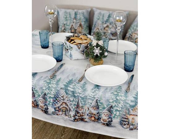 Скатертина 135х180 гобеленова Казкові гноми Прованс (038447), Тип: скатертини, Основний колір: бірюзовий, Форма скатертини: прямокутна, Розмір: 135x180, зображення 4