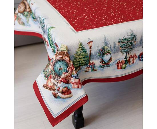 Скатерть 135х220 гобеленовая Різдвяне багаття Прованс (037402), Тип: скатерти, Цвет: красный, Форма скатерти: прямоугольная, Размер: 135x220, изображение 4