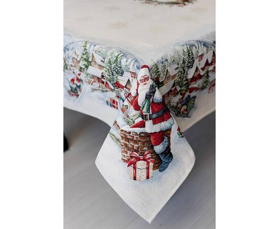 Скатертина 135х260 гобеленова з велюром Снігова зима Прованс (037474), Тип: скатертини, Основний колір: білий, Форма скатертини: прямокутна, Розмір: 135x260, зображення 4