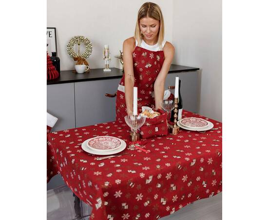 Скатерть 136х136 Дзвіночки на червоному Прованс (036856), Тип: скатерти, Цвет: красный, Форма скатерти: квадратная, Размер: 136x136, изображение 3