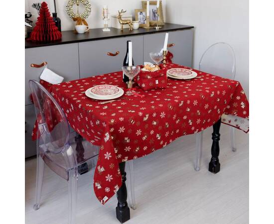 Скатерть 136х220 Дзвіночки на червоному Прованс (036864), Тип: скатерти, Цвет: красный, Форма скатерти: прямоугольная, Размер: 136x220, изображение 4