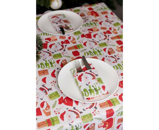 Скатерть 180х140 Санта на білому Прованс (035785), Тип: скатерти, Цвет: красный, Форма скатерти: прямоугольная, Размер: 140x180, изображение 2