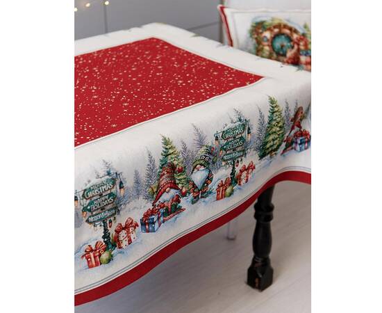 Скатерть гобеленовая Різдвяне багаття 95х100 Прованс (037396), Тип: скатерти, Цвет: красный, Форма скатерти: квадратная, Размер: 95x100, изображение 4