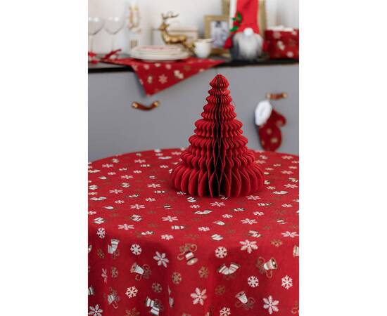 Скатерть круглая круглая D-136 Дзвіночки на червоному Прованс (036868), Тип: скатерти, Цвет: красный, Форма скатерти: круглая, Размер: Ø136, изображение 3