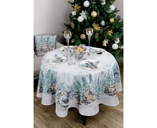 Скатертина кругла D-136 гобеленова Казкові гноми Прованс (038457), Тип: скатертини, Основний колір: білий, Форма скатертини: кругла, Розмір: Ø136, зображення 4