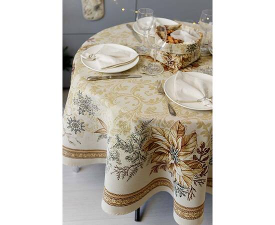 Скатерть круглая D-136 гобеленовая Золоте свято Прованс (036327), Тип: скатерти, Цвет: бежевый, Форма скатерти: круглая, Размер: Ø136, изображение 4