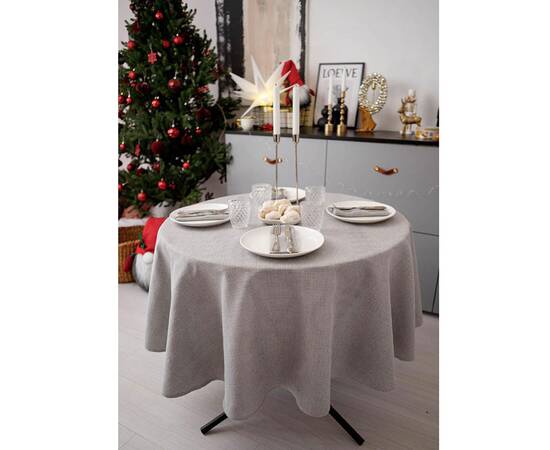 Скатертина кругла кругла D-136 Перлина Silver Прованс (037602), Тип: скатертини, Основний колір: сірий, Форма скатертини: кругла, Розмір: Ø136, зображення 2