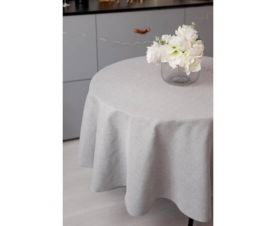 Скатертина кругла кругла D-136 Перлина Silver Прованс (037602), Тип: скатертини, Основний колір: сірий, Форма скатертини: кругла, Розмір: Ø136, зображення 3
