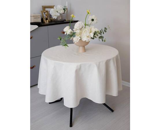 Скатерть круглая круглая D-136 Перлина WhiteT Прованс (037604), Тип: скатерти, Цвет: белый, Форма скатерти: круглая, Размер: Ø136, изображение 2