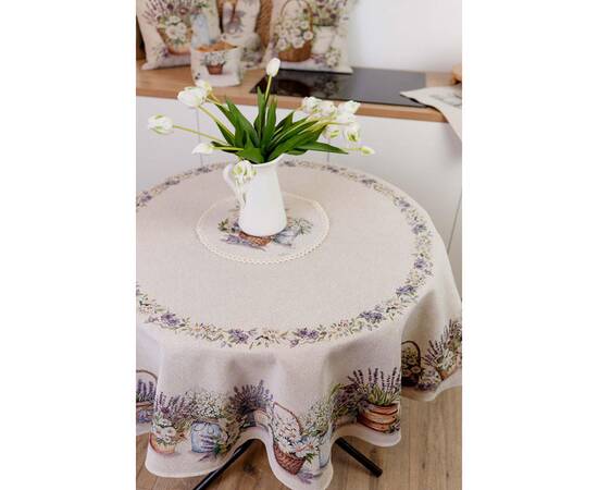 Скатерть круглая круглая D-136 Provence Прованс (039122), Тип: скатерти, Цвет: бежевый, Форма скатерти: круглая, Размер: Ø136, изображение 2