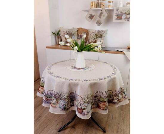 Скатерть круглая круглая D-136 Provence Прованс (039122), Тип: скатерти, Цвет: бежевый, Форма скатерти: круглая, Размер: Ø136, изображение 3