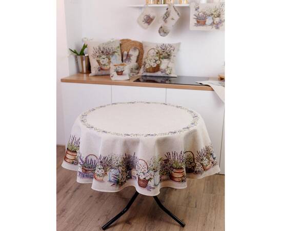 Скатерть круглая круглая D-136 Provence Прованс (039122), Тип: скатерти, Цвет: бежевый, Форма скатерти: круглая, Размер: Ø136, изображение 4