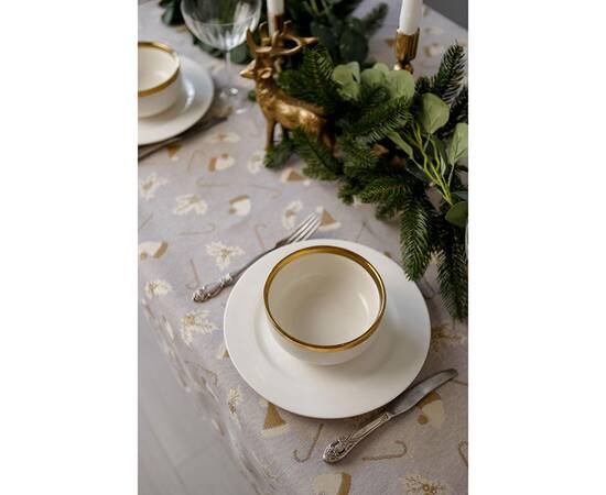 Скатертина кругла кругла D-136 Шапочки на бежевому Прованс (036814), Тип: скатертини, Основний колір: бежевий, Форма скатертини: кругла, Розмір: Ø136, зображення 2