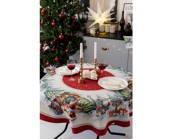Скатерть круглая гобеленовая Різдвяне багаття D-140 Прованс (037410), Тип: скатерти, Цвет: красный, Форма скатерти: круглая, Размер: Ø140, изображение 2
