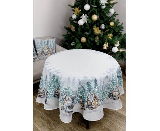 Скатерть круглая круглая D-180 гобеленовая Казкові гноми Прованс (038459), Тип: скатерти, Цвет: белый, Форма скатерти: круглая, Размер: Ø180, изображение 2